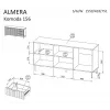 Kumode cama meble ALMERA 156×42×75 cm, valrieksts/kašmirs, 3 atvilktnes, skaidu plāksne