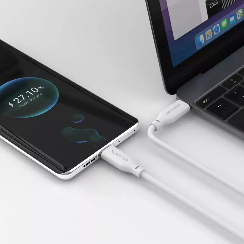 4smarts USB-C / USB-C silikona kabelis High Flex 60W 1,5m balts