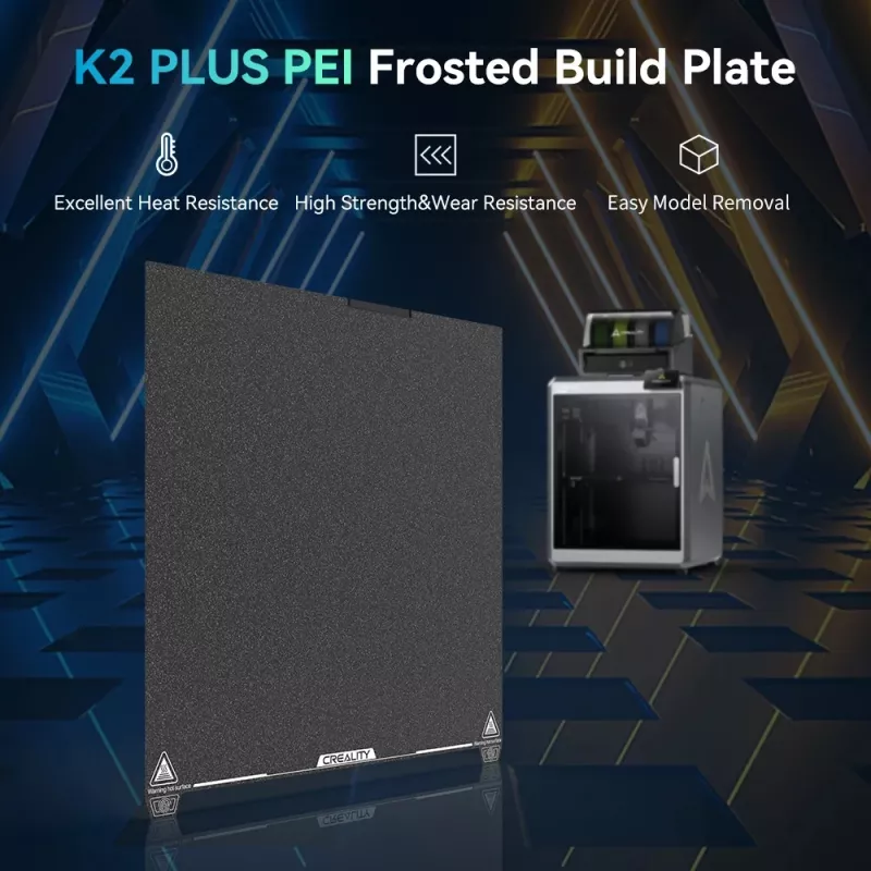 Drukas platforma Creality K2 Plus PEI matēta 400 × 400 mm — rezerves drukas pamatne