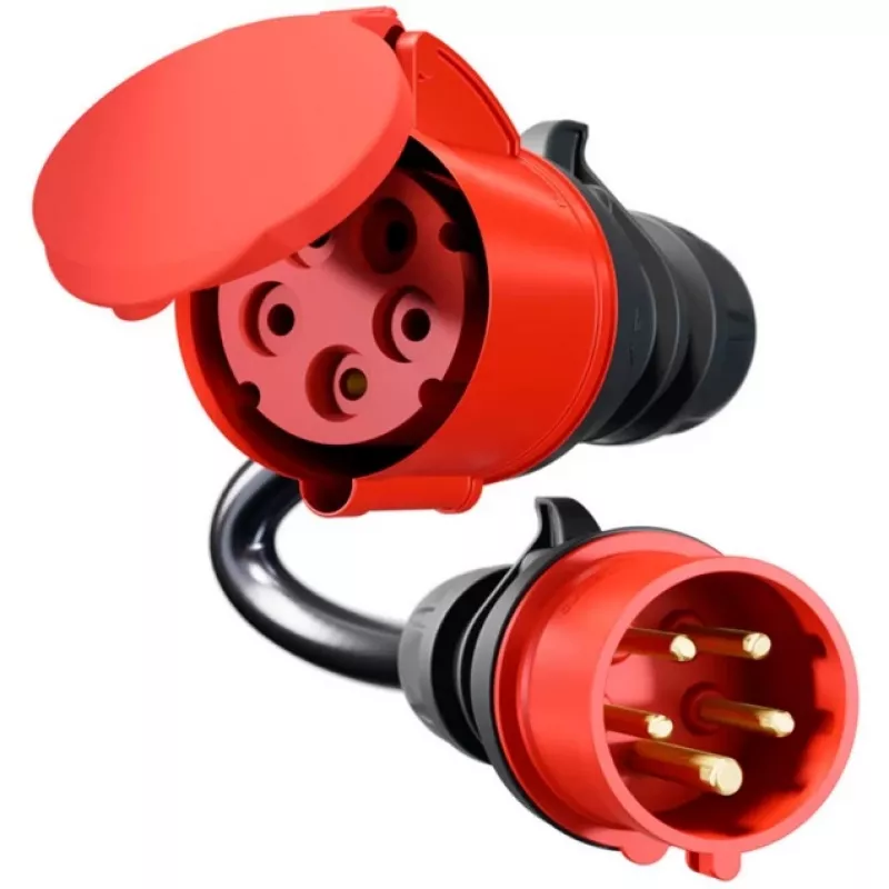 Adapteris Gemini flex 22 kW CEE sarkanam trīsfāzu strāvai 32A > CEE sarkans 16A melns 30cm