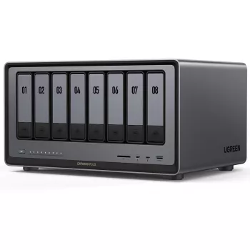 UGREEN NASync DXP8800 Plus 8 nodalījumu NAS 0/8 SATA + 0/2 M.2 SSD, 2x 10GbE, 8 GB RAM