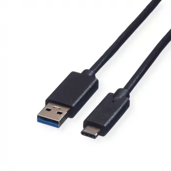 ROLINE - USB kabelis - USB Type C (vīr.) - 9 kontaktu USB Type A (vīr.) - 50 cm (USB 3.1) - formēts - Melns (11.02.9010)