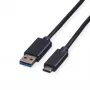 ROLINE - USB kabelis - USB Type C (vīr.) - 9 kontaktu USB Type A (vīr.) - 50 cm (USB 3.1) - formēts - Melns (11.02.9010)