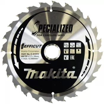 Makita Efficut - ripzāģa asmens - kokam - 235 mm - 24 zobi - Makita DHS900, DHS900Z, DHS900ZU (E-01915)