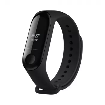 Silikona siksniņa FIXED Xiaomi Mi Band 3/4 — melna, maināma elastīga izturīga silikona