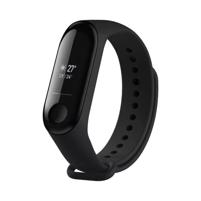 Silikona siksniņa FIXED Xiaomi Mi Band 3/4 — melna, maināma elastīga izturīga silikona