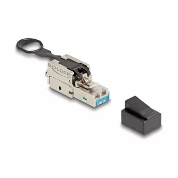 DeLOCK RJ45 spraudnis uzstādīšanai uz lauka Cat.6A bez instrumentiem sudrabains vīrišķais