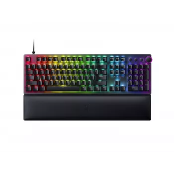 Vadu spēļu tastatūra Razer Huntsman V2 — klikšķoši violeta optiskie slēdži, RGB LED