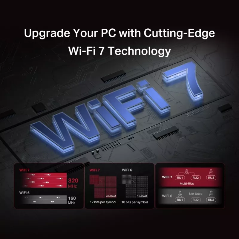 PCIe trīsjoslu WiFi 7 adapteris MERCUSYS MA47BE — ātrgaitas bezvadu savienojums