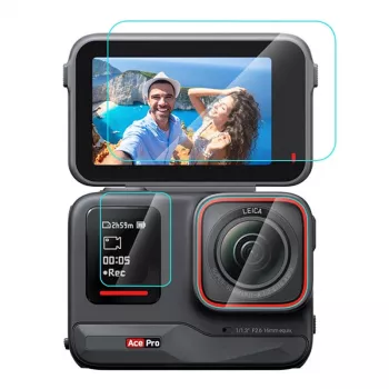 Aizsargstikls Puluz 3-in-1 rūdīta stikla plēve Insta360 Ace Pro PU951T (komplektā 3 gab.)