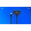 SAVIO SATA uz USB-C saskarnes kabelis AK-69, SATA sieviešu uz USB-C vīriešu, USB 3.2 Gen 1 (5 Gbit/s), 0,25 m, melns
