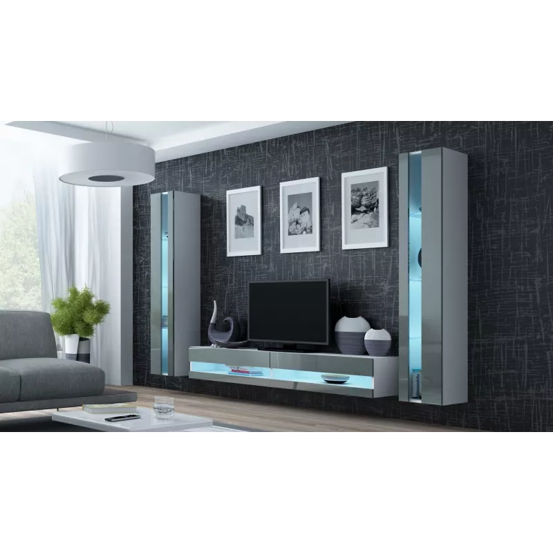 Cama TV statīvs VIGO jauna 30/180/40 balts/pelēks glancēts