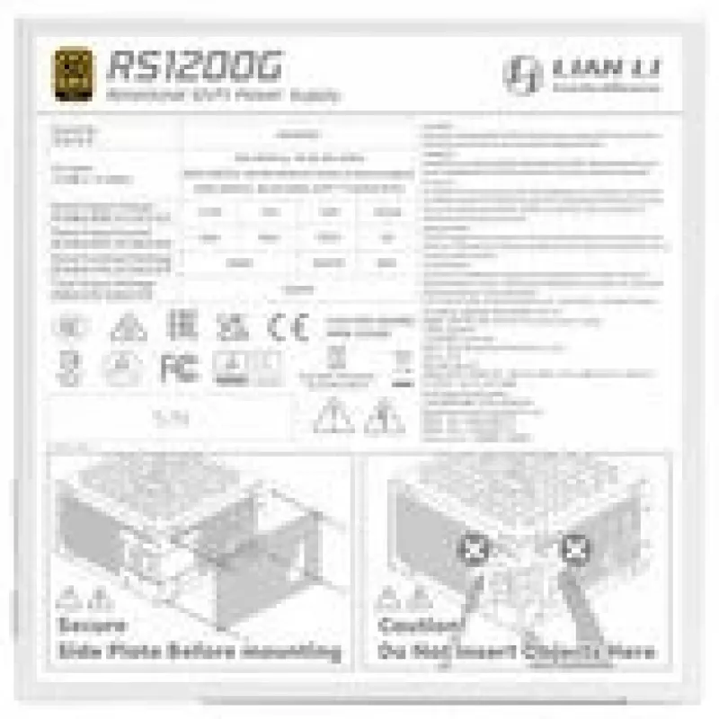Barošanas bloks Lian Li RS1200G 1200 W 20+4 pin ATX 80 PLUS Gold Balts