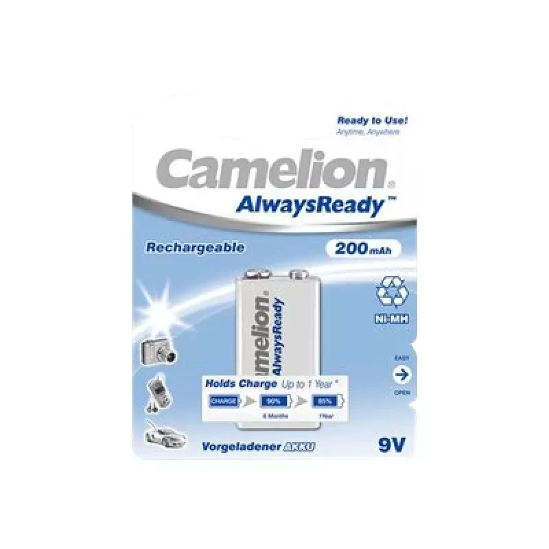 Camelion | 9V/6HR61 | 200 mAh | AlwaysReady uzlādējamās baterijas Ni-MH | 1 gab.