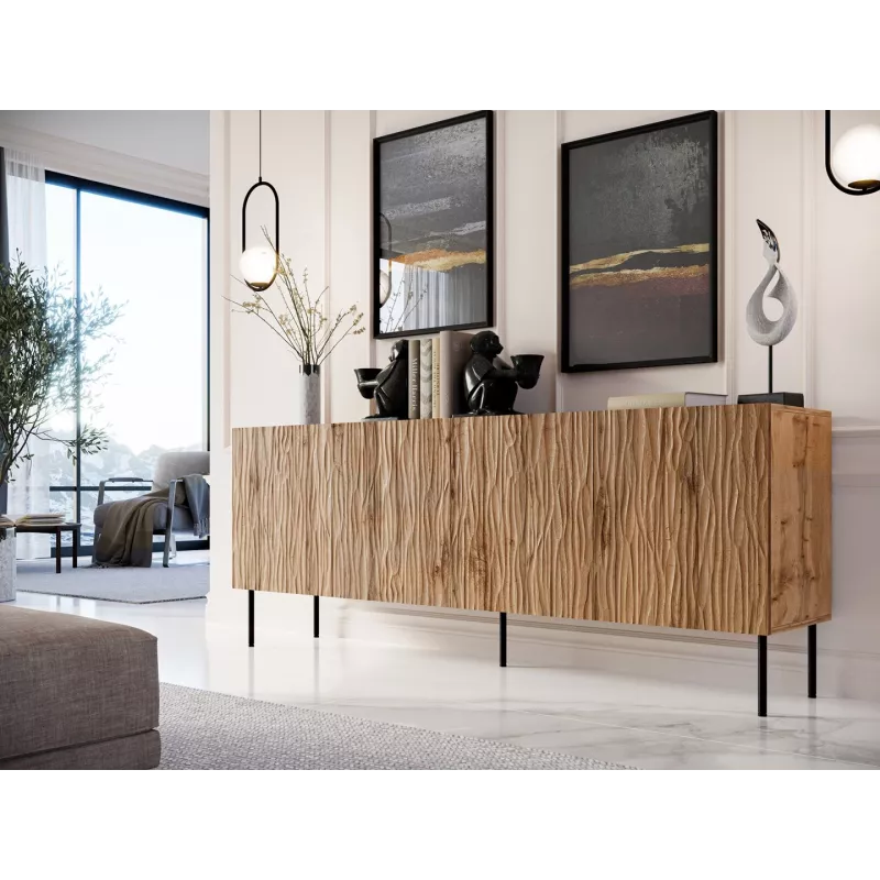 JUNGLE kumode 190x40.5x74.5 votana ozols + melnas kājas