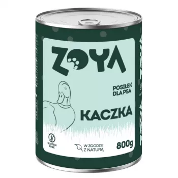 Mitrā suņu barība ZOYA Duck 800 g bundžā — pilnvērtīga pieaugušu suņu maltīte, 75% mitrums, 10,5% proteīns, 7,5% tauki