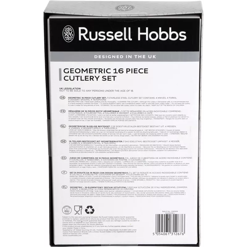 Galda piederumu komplekts Russell Hobbs RH01519EU7 16 gab. ģeometrisks dizains, nerūsējošais tērauds