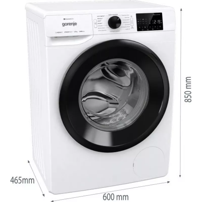 Brīvi stāvoša veļas mazgājamā mašīna Gorenje WPNEI84SASWIFI/PL 8 kg 1400 apgr./min WiFi balta, invertora motors