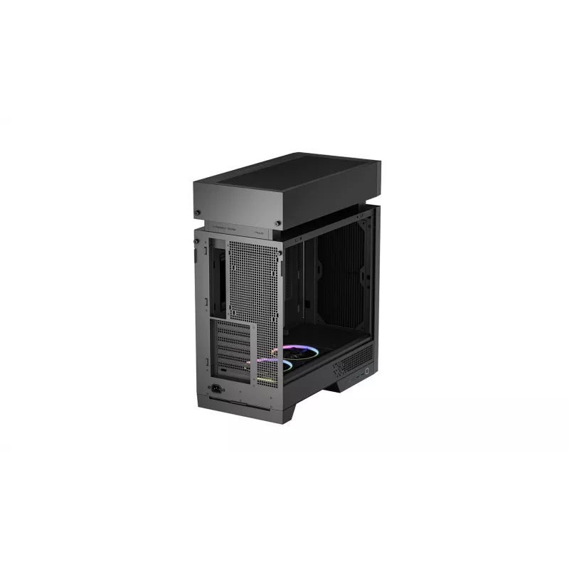 PC korpuss DeepCool CL660 Melns — ATX/Micro-ATX/Mini-ITX, rūdītais stikls, 2x3,5 collu + 1x2,5 collu, priekšā 140 mm, augšā/aizmugurē 120-140 mm