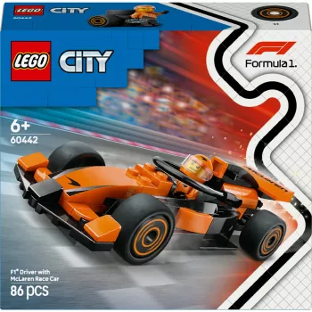 LEGO City F1 Racer McLaren Racing Car 60442 — konstruktoru komplekts, 86 detaļas, 1 minifigūra, vecumam 6+