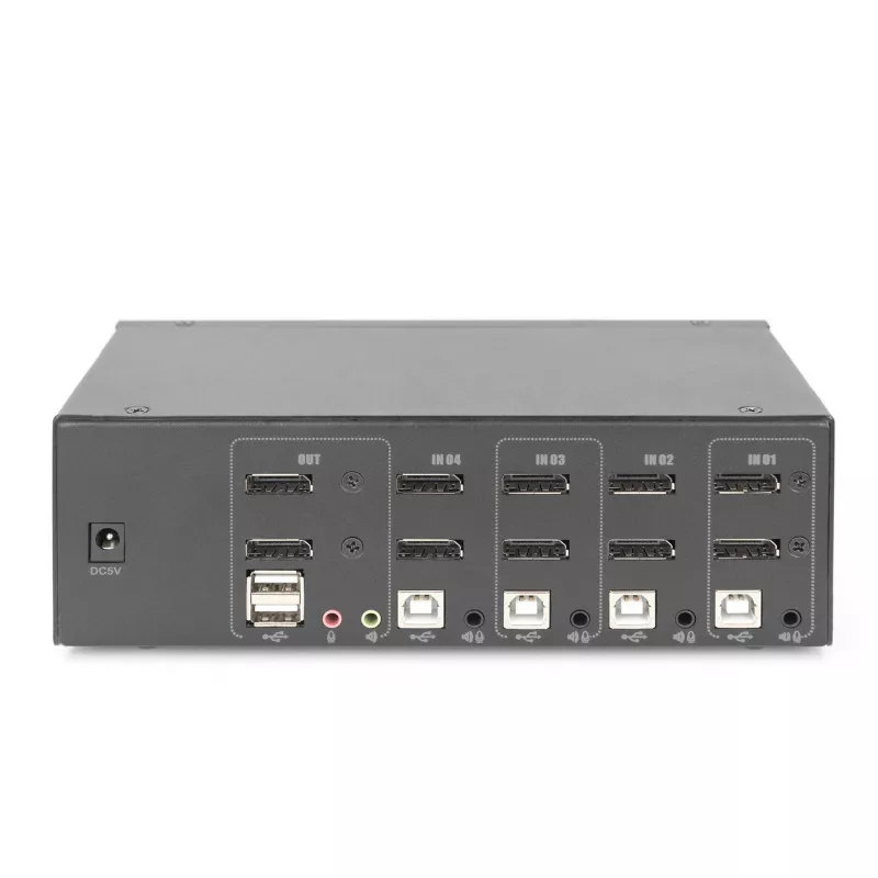 DIGITUS KVM slēdzis, 4 porti, divu displeju, 4K, DisplayPort®