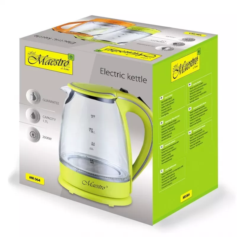 MAESTRO MR-064 elektriskā tējkanna 1,7 L 2000 W (MR-064-GREEN) Zaļa