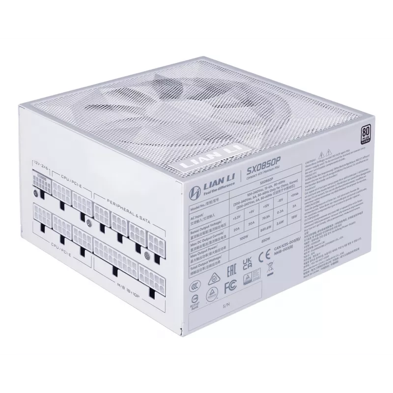 Barošanas bloks lian li SX Series 850W 80 PLUS Platinum PCIe 5.1 ATX 3.1 pilnībā modulārs