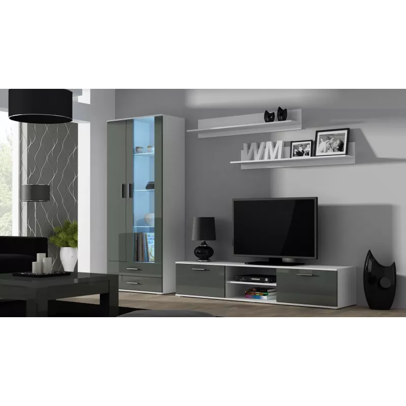 Cama TV statīvs SOHO 180 balts/pelēks glancēts