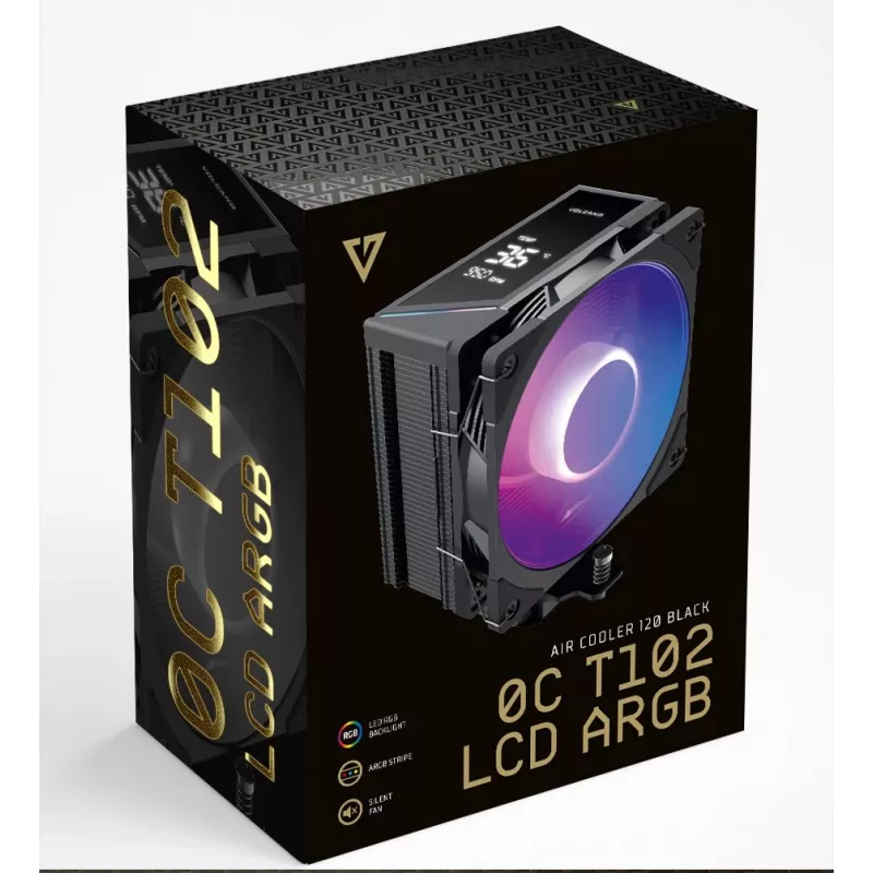 MODECOM Volcano 0C T102 LCD ARGB Procesora gaisa dzesētājs 12 cm Melns