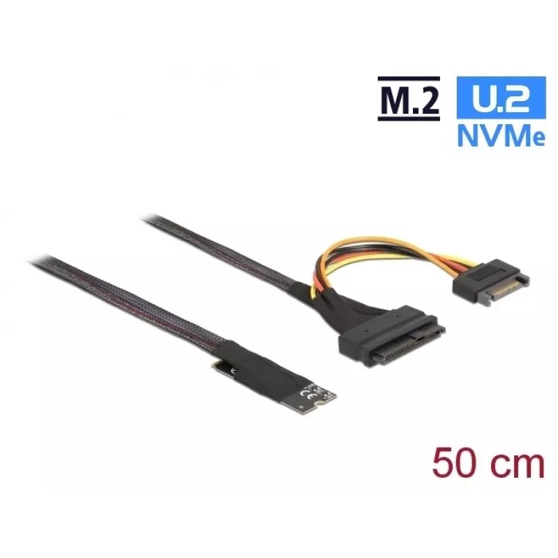DeLOCK M.2 Key M uz U.2 SFF-8639 NVMe adapters ar 50 cm kabeli