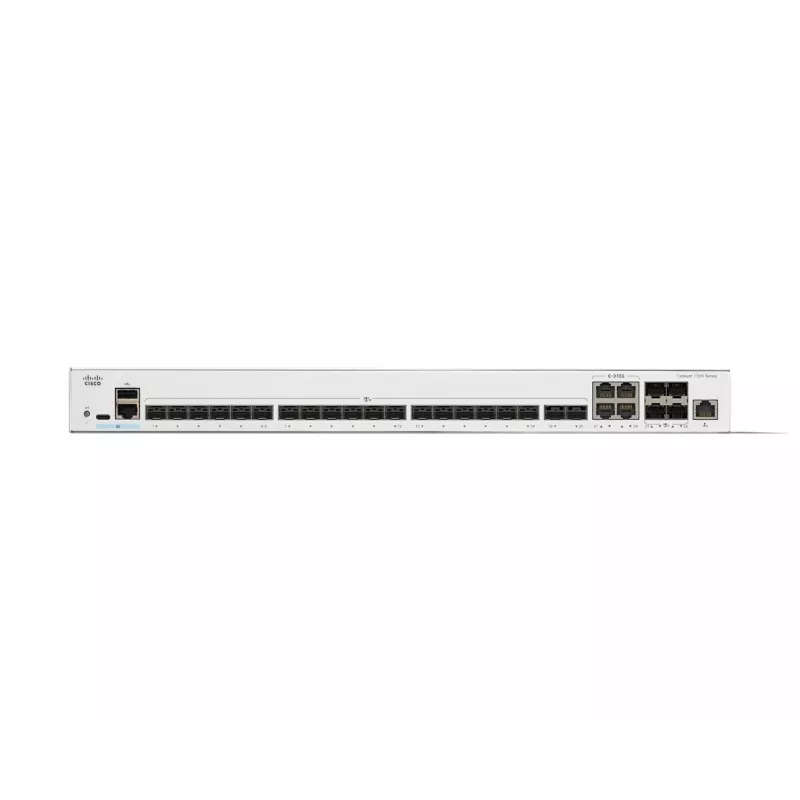 Tīkla slēdzis Cisco Catalyst C1300-24XS Pārvaldāms L2/L3, 480 Gbit/s komutācijas jauda, RJ-45/USB-C konsole, 16 000 MAC tabula, pelēks, 4,15 kg