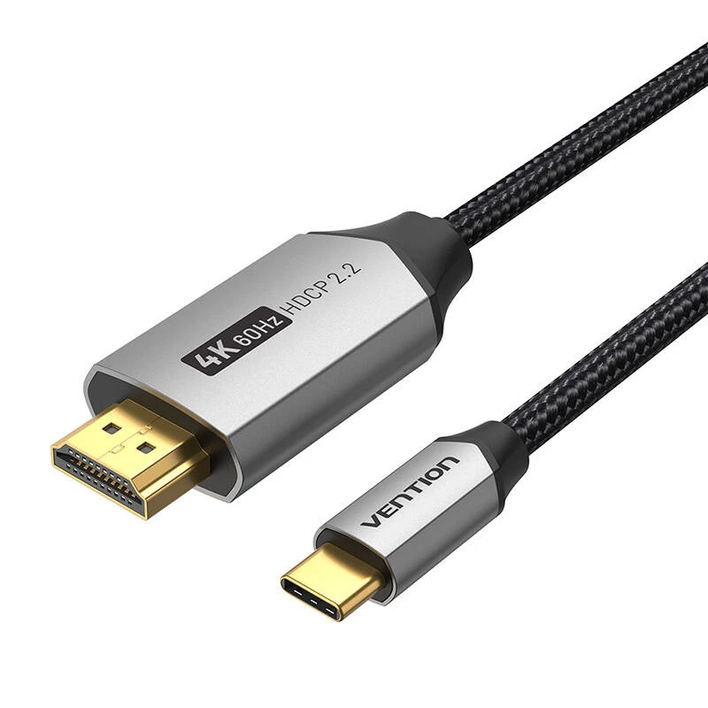Vention USB-C uz HDMI kabelis CRBBH — 2 m, 4K@60Hz, melns, USB-C uz HDMI