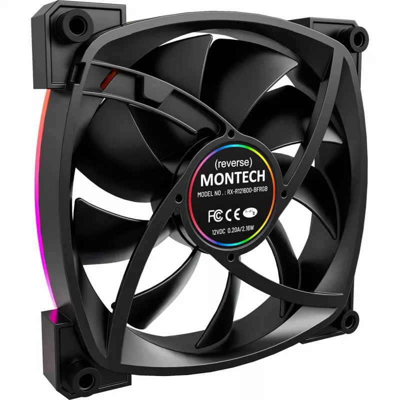 Ventilators Montech RX120 PWM 12 cm Melns 720–1760 RPM Rifle Bearing