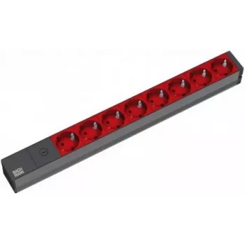 Bachmann 19'' 2m 8x Schuko H05VV-F 3G 1.00mm² strāvas pagarinātājs, 8 maiņstrāvas kontaktligzdas, melns, sarkans