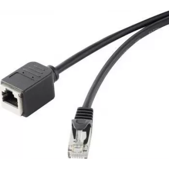 Ethernet RJ45 pagarinātāja kabelis Renkforce CAT5e 0,50 m melns ar bloķēšanas mehānismu