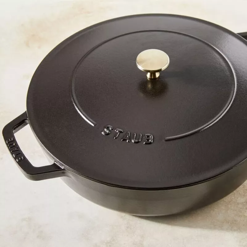 Saute panna ZWILLING STAUB BRAISERS apaļa 28 cm, melna, dibena Ø 22,2 cm