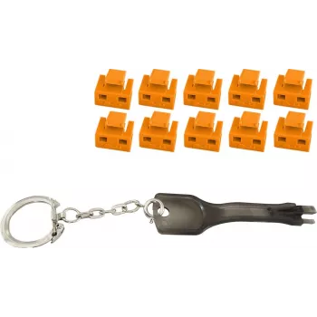 RJ45 porta bloķētājs ShiverPeaks BS08-01035 — 1 atslēga, 10 oranži bloķētāji