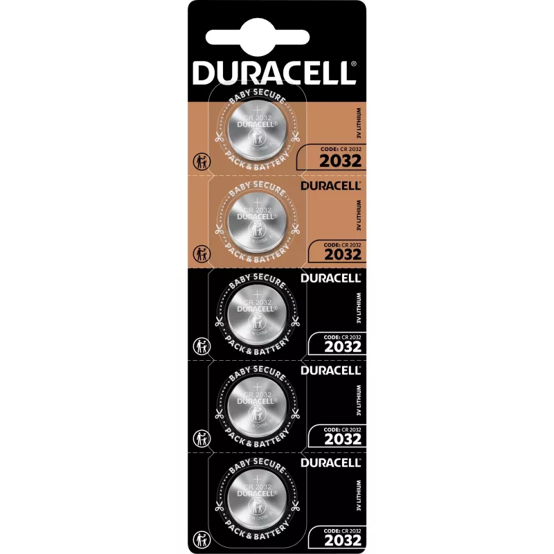 Pogas baterija Duracell Procell CR2032 litija, 3V, 5 gab.