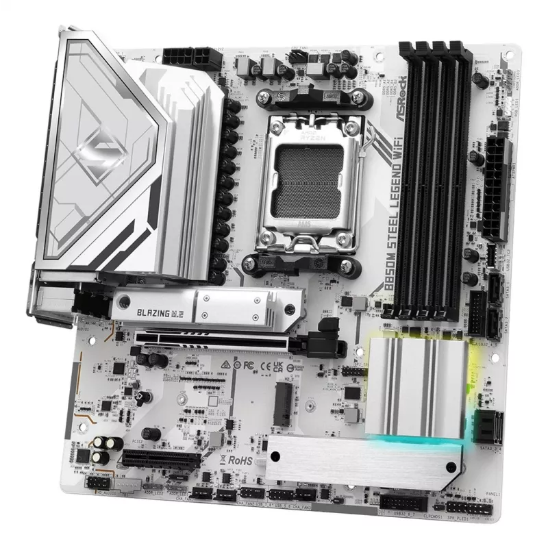 Mātesplate ASRock B850M Steel Legend WiFi — AMD B850, Socket AM5, microATX, DDR5, 4 DIMM, Wi‑Fi 7, 2.5Gb LAN