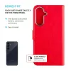 FIXED ādas grāmatveida vāciņš Samsung Galaxy A36 5G — sarkans, priekšpuses un aizmugures aizsardzība, precīzi izgriezumi