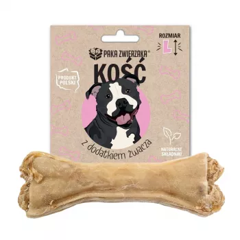 Suņu košļājamais kauls PAKA ZWIERZAKA L 13.5 cm, 70 g — zobu kopšanas našķis ar tripiem, liellopa gaļas garša