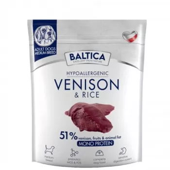 BALTICA Nutraceutic Hypoallergenic Medium breeds Venison with rice - sausā suņu barība - 1kg