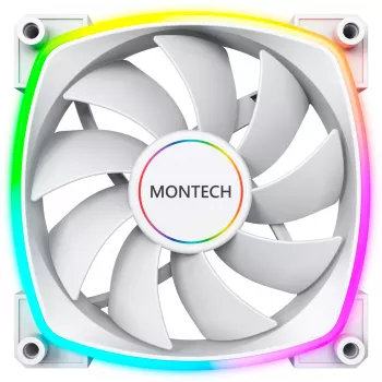 Datora korpusa ventilators Montech AX140 PWM 140 mm, šautenes gultnis, 540–1760 RPM, balts