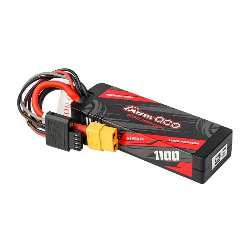 Lipo Gens ace G-Tech 1100mAh 11.1V 3S1P 60C GRP-76 cietā korpusa akumulators ar XT60 spraudni
