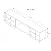 TV skapītis cama meble POLO 180x33x39 cm ar elektrisko kamīnu 1400–1600 W, lamināts, balts/melns
