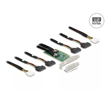 DeLOCK PCI Express 4.0 x16 karte uz 4 x SFF-8639 NVMe - Bifurkācija - Low Profile formas faktors