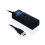 USB 3.2 Gen 1 Type-A 4 portu centrmezgls IBOX IUH3FB, 5000 Mbit/s, melns, 0,5 m kabelis