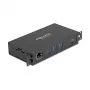 DELOCK USB centrmezgls, 3 pieslēgvietas, 5 Gbps, ar RJ45 Gigabit PoE++ un USB Type-C saimniekdatora pieslēgvietu, metāla korpuss, 1,5 kV izolācija, melns