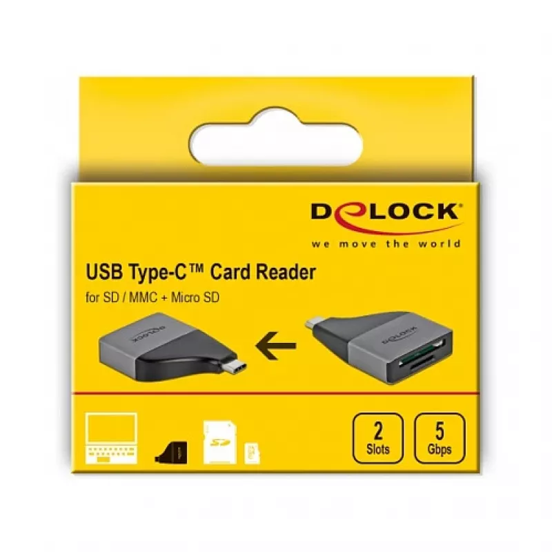 Karšu lasītājs DeLOCK 64117 USB 3.2 Gen 1 Type-C Pelēks