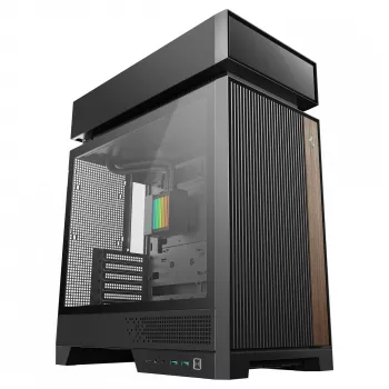 Galddatora korpuss DeepCool CL6600 Melns — atbalsta ATX/PS2/SFX/SFX-L PSU, 140 mm priekšējos ventilatorus, 120/140 mm augšējos/aizmugurējos, 2,5/3,5 collu diskus